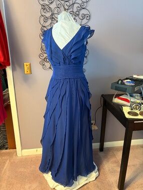 Royal Blue Silk Flutter Gown